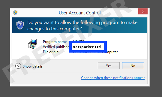 Screenshot where Netsparker Ltd appears as the verified publisher in the UAC dialog